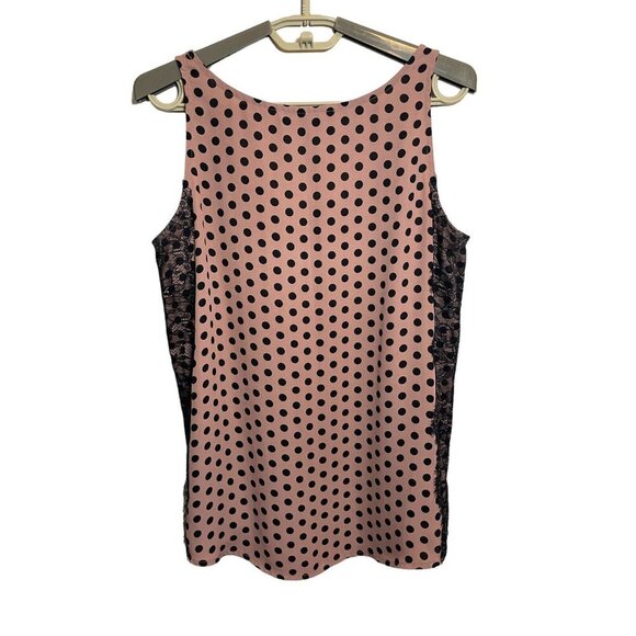 Loft Women's Size M Polka Dot Side Lace Scoop Neck Tank Top Whimsigoth Fairy - Picture 2 of 4